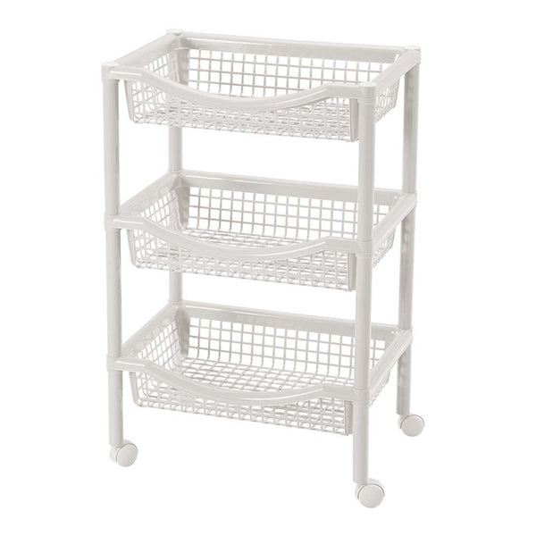 Canasta Móvil Rectangular de 3 Niveles Blanca