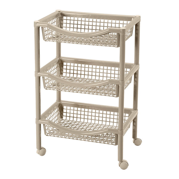 Canasta Móvil Rectangular de 3 Niveles Taupe