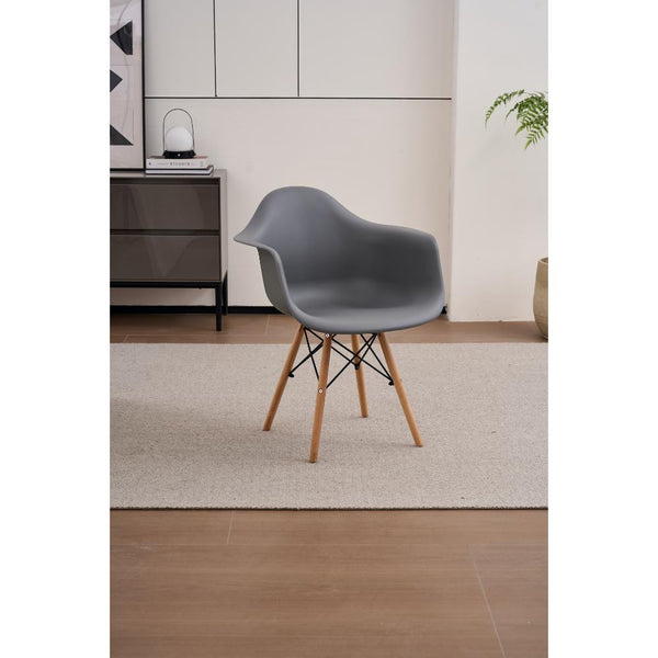 Silla Delia, Color Gris Oscuro, Con espaldar y patas en Madera