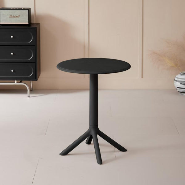 Mesa Redonda 60Cm, Color Negro, Diseño Minimalista