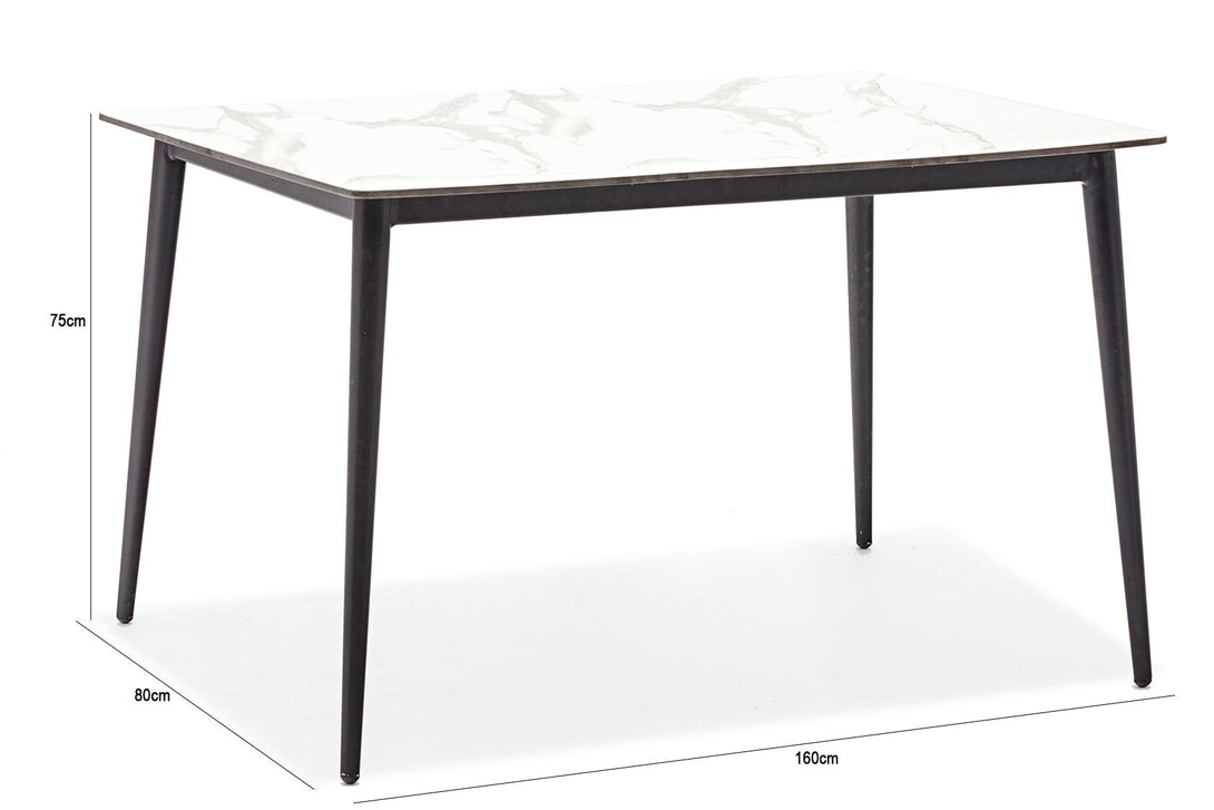 Comedor de Exterior Valeta color Marmol y Negro para Terraza.