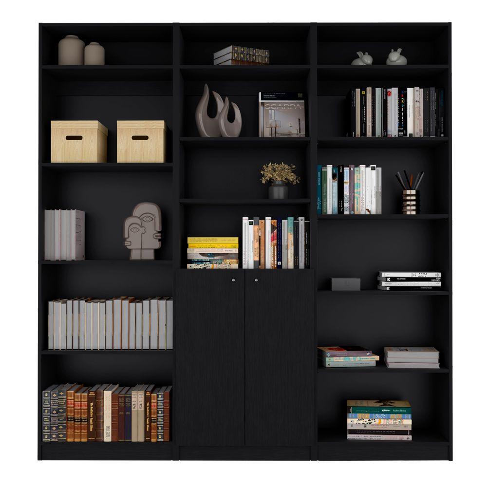 Combo de Bibliotecas Home, Wengue, Incluye Tres Bibliotecas y Tres Complementos - VIRTUAL MUEBLES