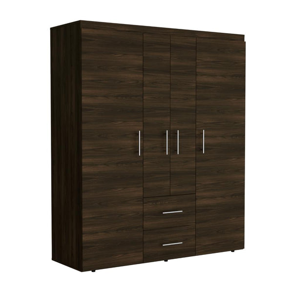 Closet Bariloche Bombay Eco, Nogal Europeo, con Variedad de Entrepaños y Cuatro Puertas Abatibles