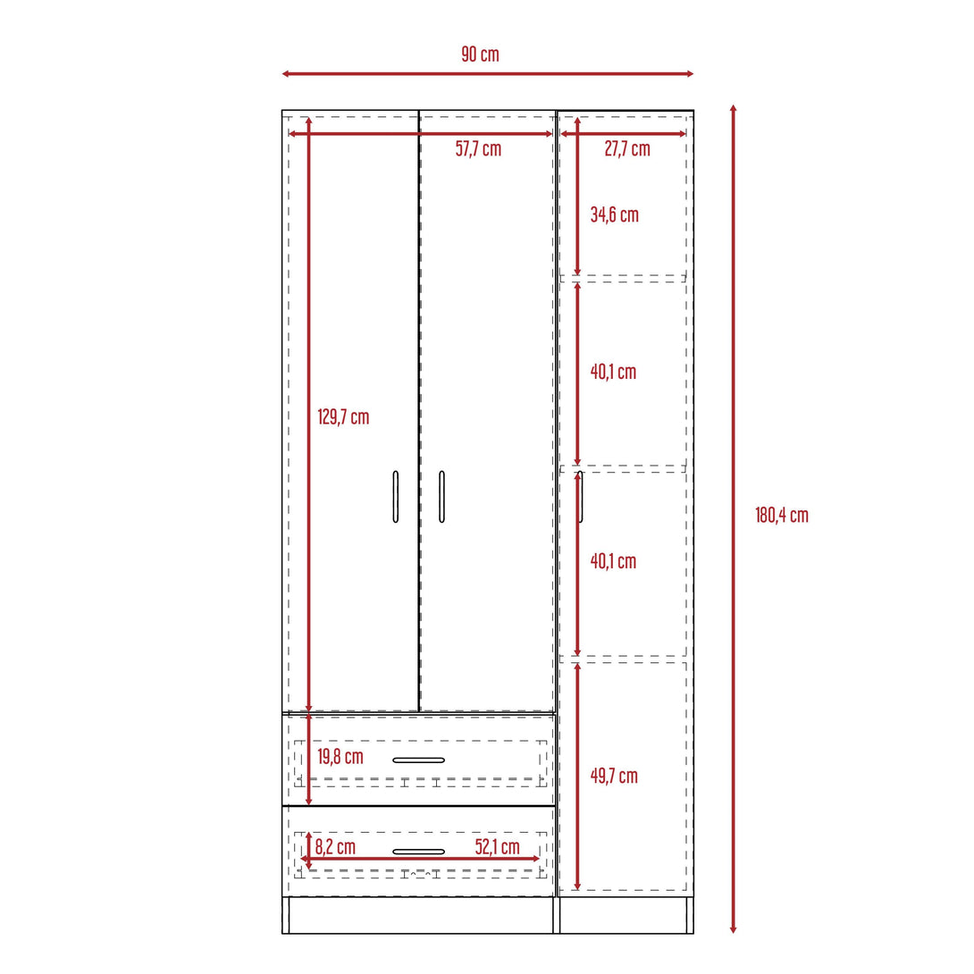 Closet América, Wengue, con Variedad de Entrepaños y Tubo para Colgar Ropa - VIRTUAL MUEBLES