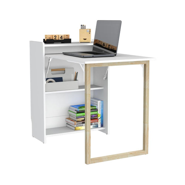 Escritorio Plegable Lesli, Blanco Duqueza, con un diseño funcional y practico