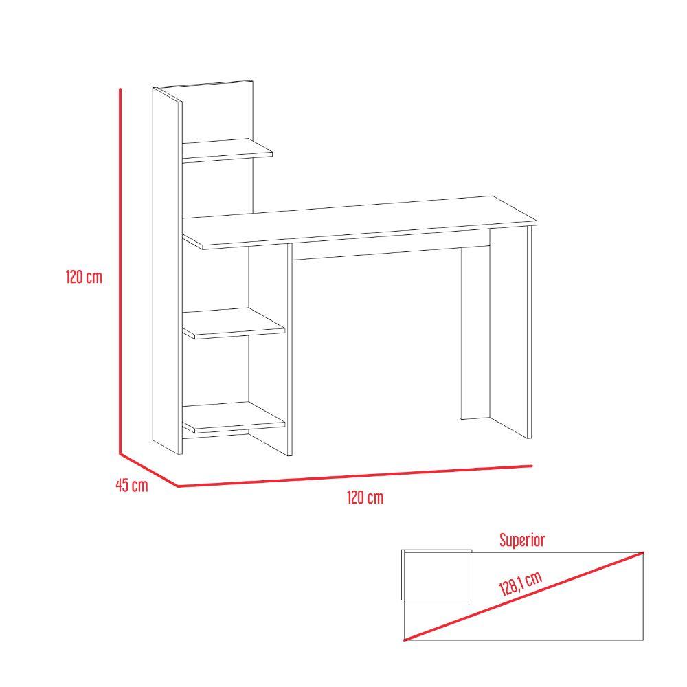 Escritorio ¡Wow!, Humo y Blanco Duqueza, con Cuatro Entrepaños - VIRTUAL MUEBLES