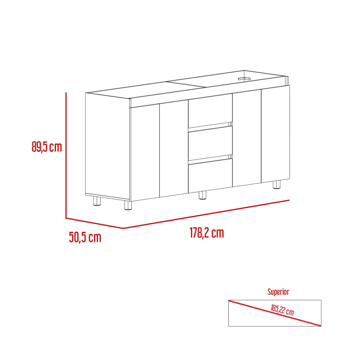Gabinete Inferior Vixmo color Nogal y Blanco para Cocina.