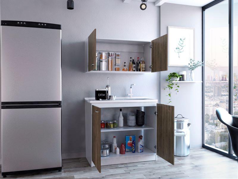 Cocina Integral Cantabria color Chocolate y Blanco.
