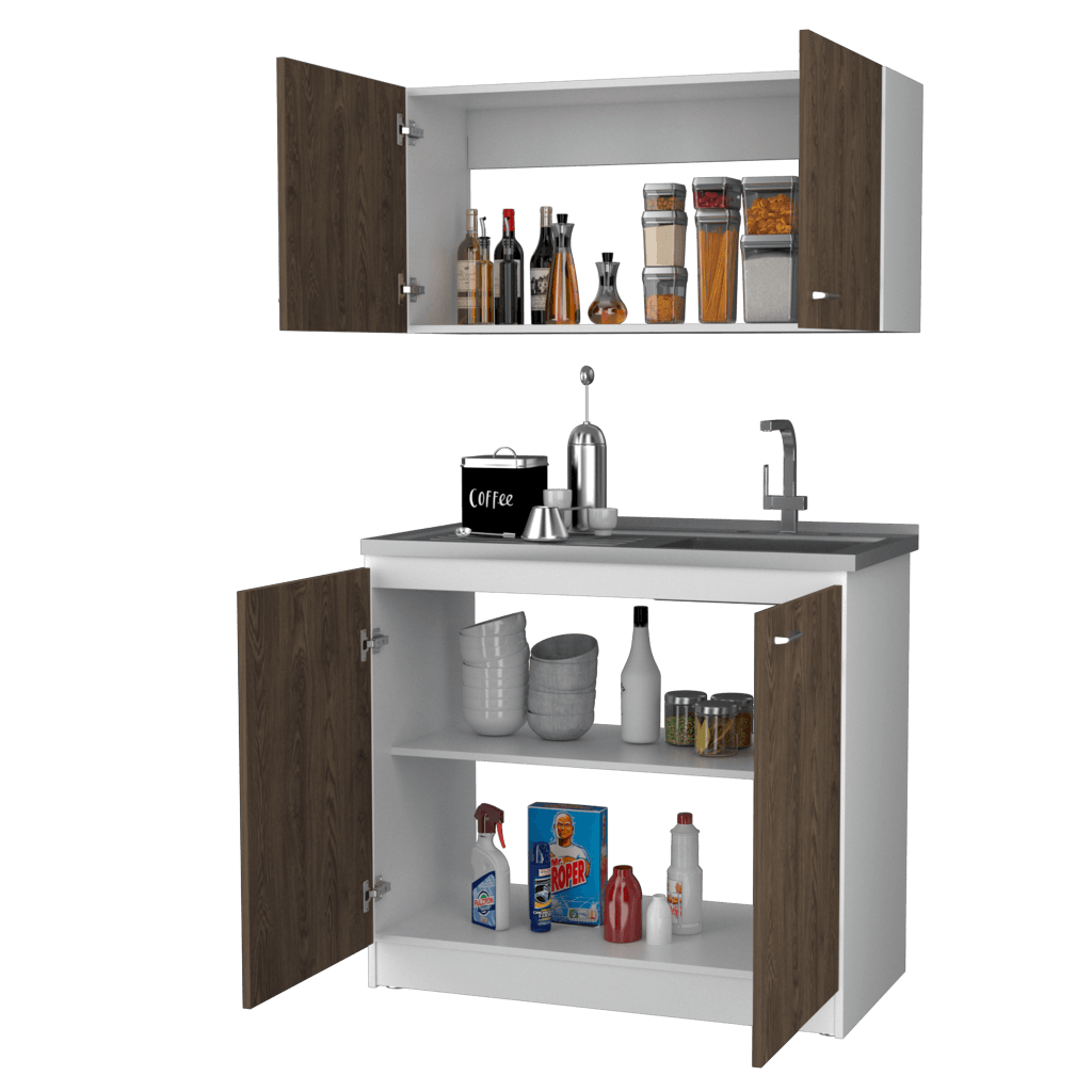 Cocina Integral Cantabria color Chocolate y Blanco.