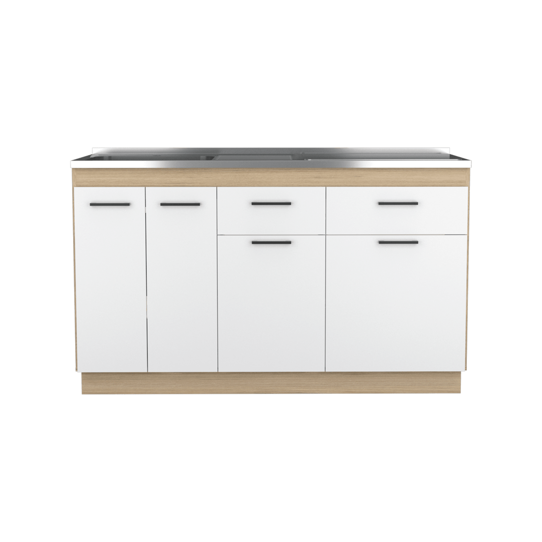 Gabinete Inferior Galapa color Blanco y Beige para Cocina.
