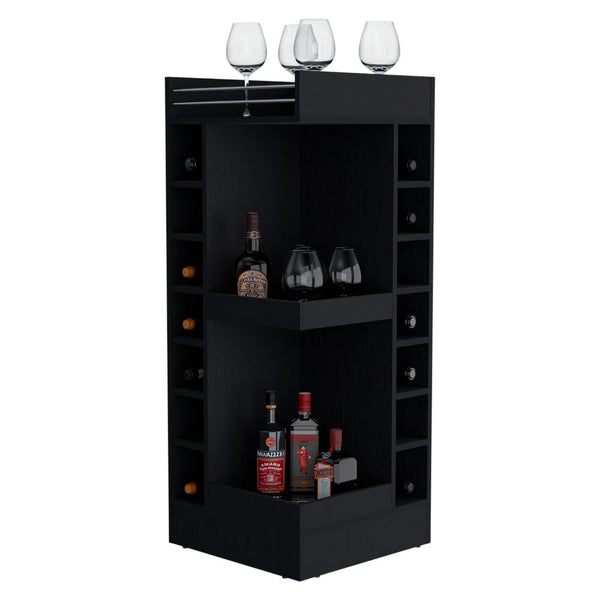 Bar Bajo Esquinero Lym, Wengue, con espacio para ubicar botellas ZF
