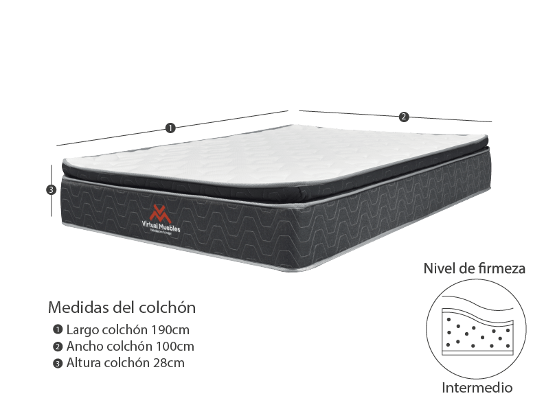 Combo para Habitación Oriel, incluye Base Cama sencilla y Colchón.