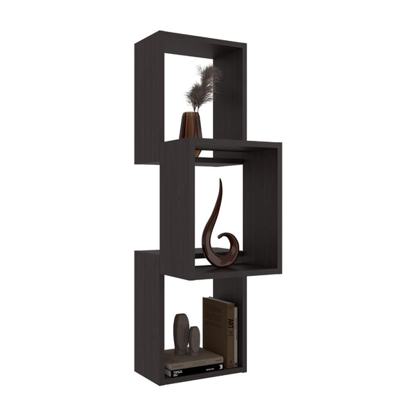 Repisa Pared Seyner, Wengue, Tres cubos con espacio para colocar objetos decorativos ZF