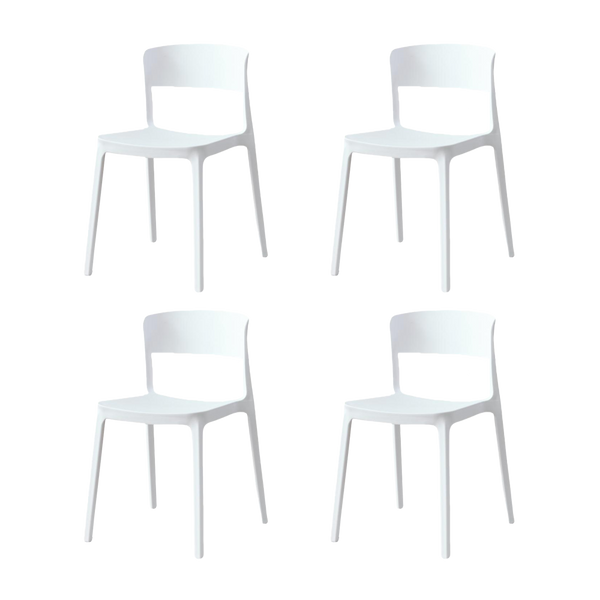 Silla Monaco, Color Blanco, Con espaldar y diseño Moderno X4