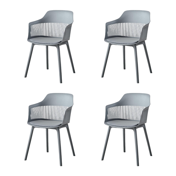 Silla Con Cojin Max, Color Gris Oscuro, Con espaldar y cojín X4