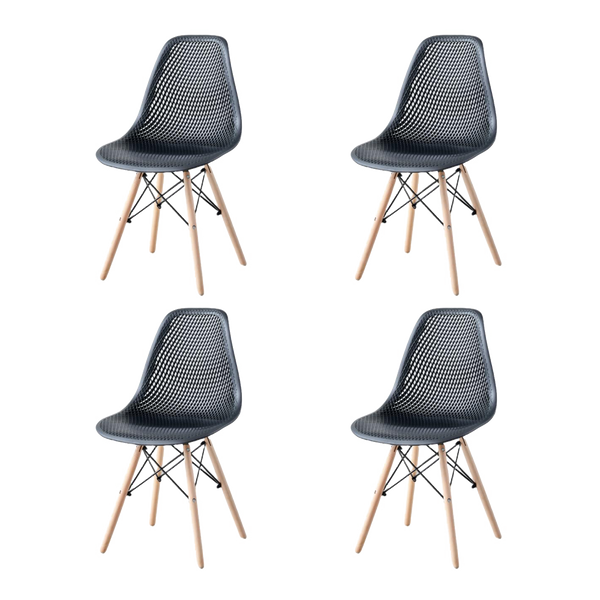 Silla Marcus, Color Negro, Con espaldar y patas en Madera X4