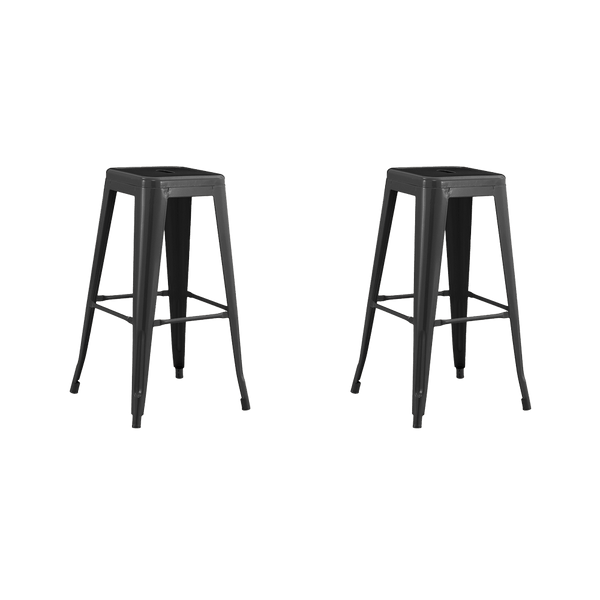 Kit de Dos Sillas Bar Milan, Negro, base metal cromado