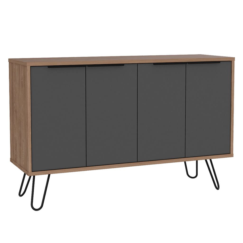 Muebles Auxiliar Recibidor Ozir color Miel y Plata oscuro para Sala.