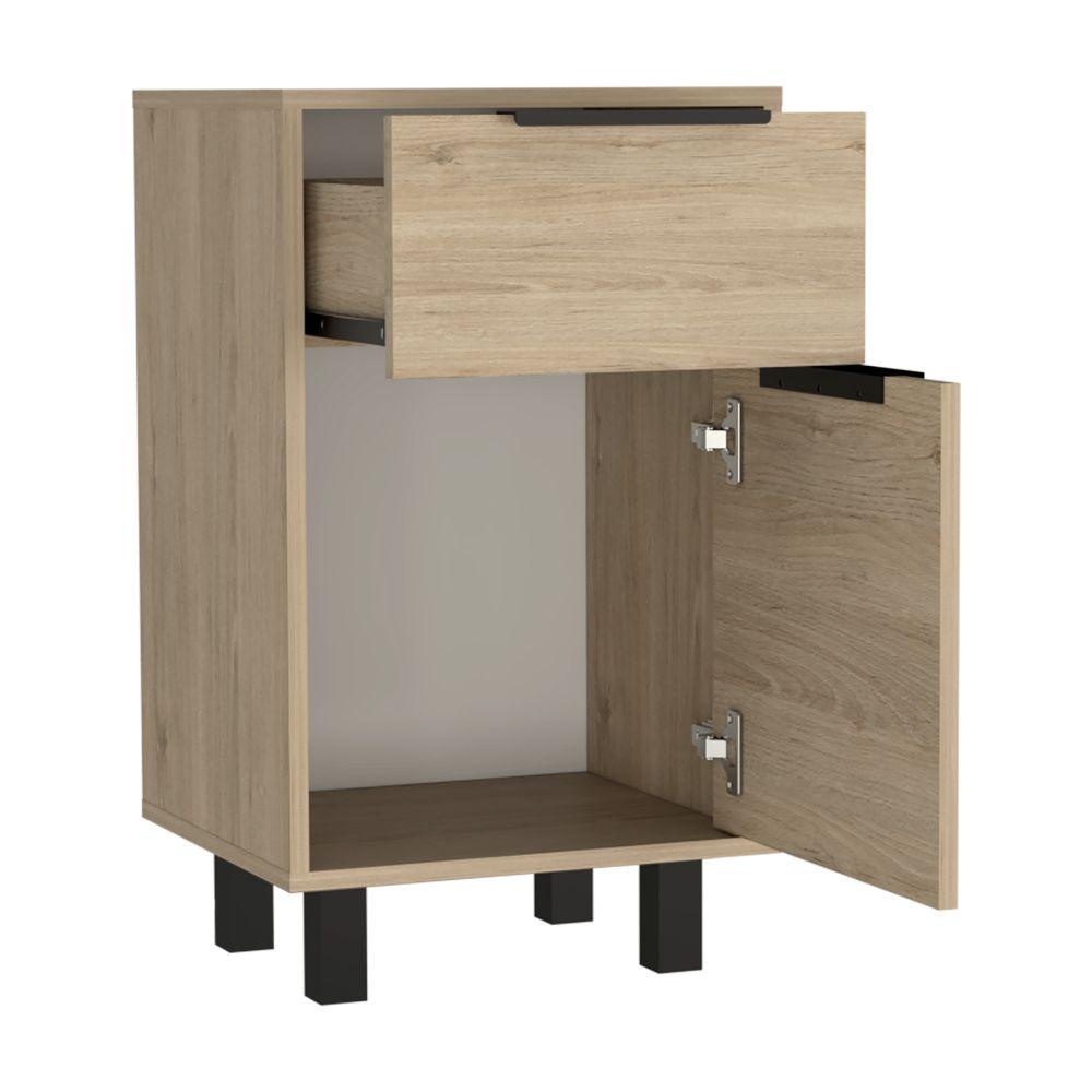 Mesa de Noche Wesley color Beige y Blanco para Habitación.